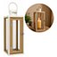 Lanterna Decorativa Metal Branco Prime e Madeira com Vidro 38cm x 13cm