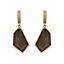 Brinco pedras naturais quartzo fumê facetado folheado a Ouro 18k