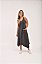 Vestido Midi Estonado M/Malha Algodão Casual Chumbo