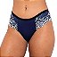 Calcinha Bicolor Em Microfibra E Renda Com Laço Hot Love - Azul Marinho Com Marfim