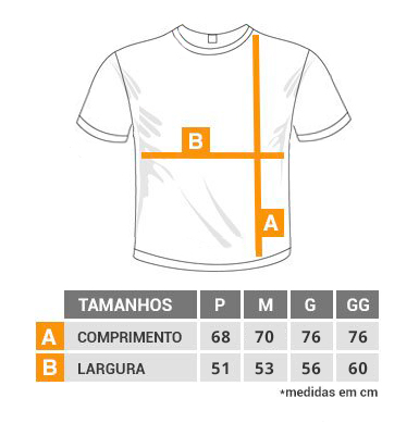 tamanho padrão camisetas