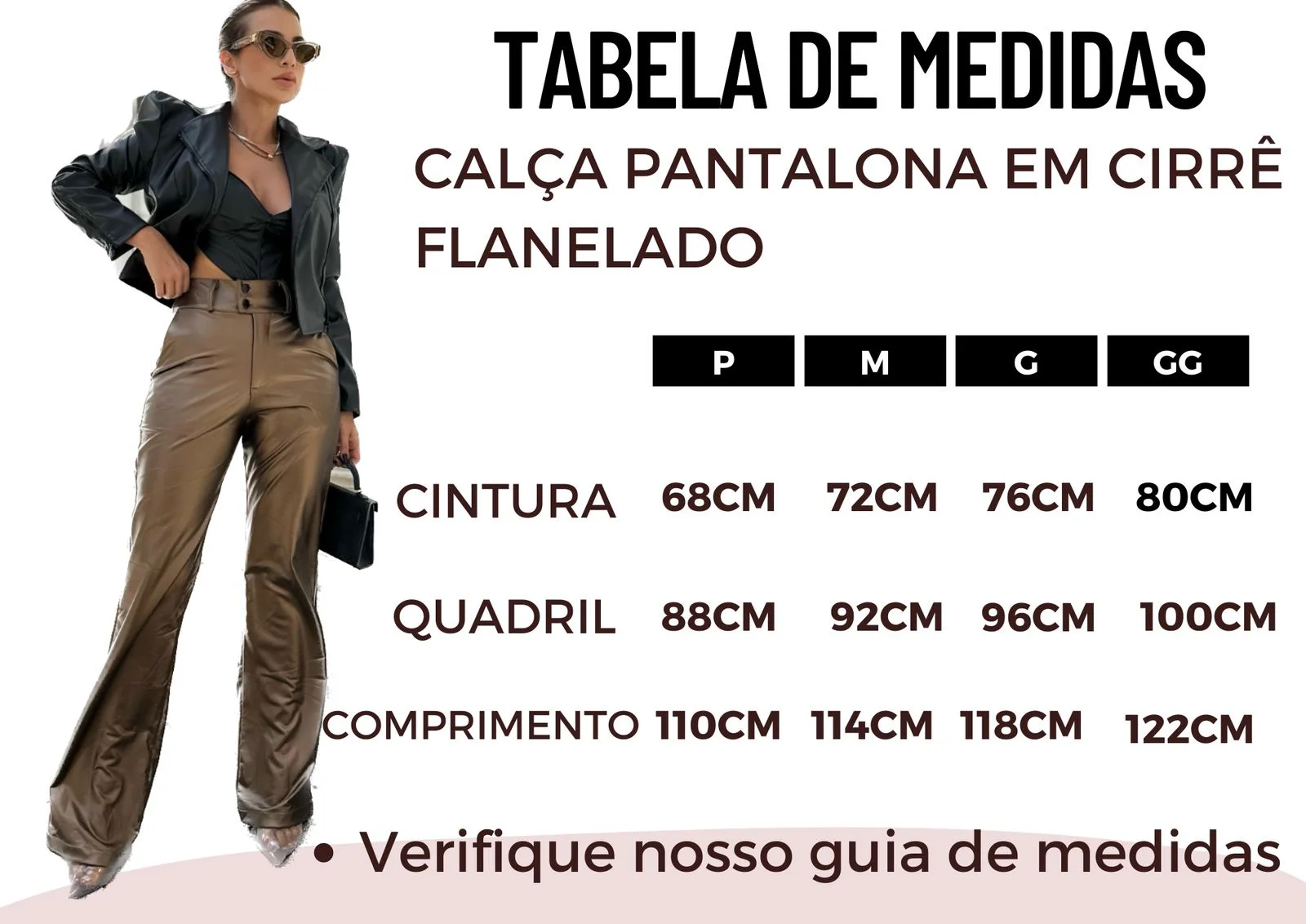 Calça pantalona com bolso em moletinho na cor verde - Nanda