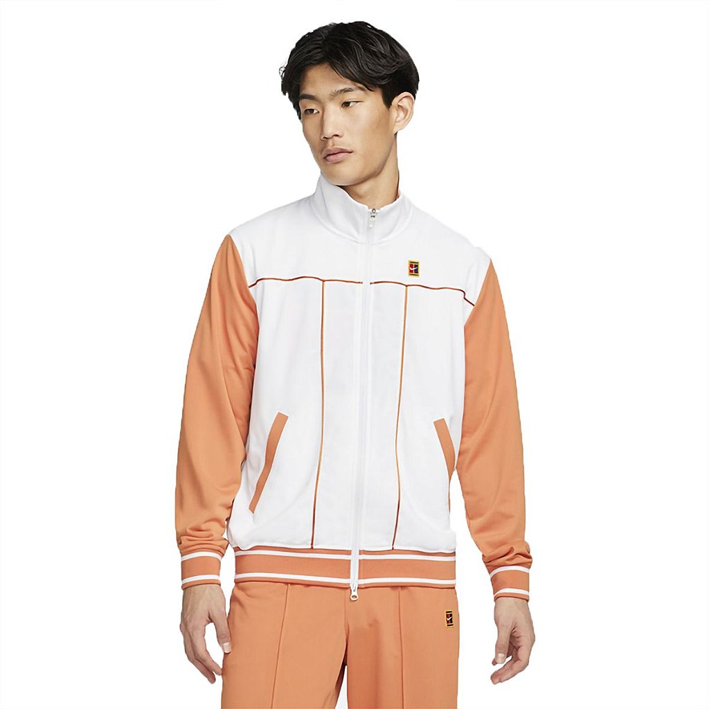 Jaqueta da Nike Court Heritage branca com laranja - Hit Tennis Sports -  Morumbi