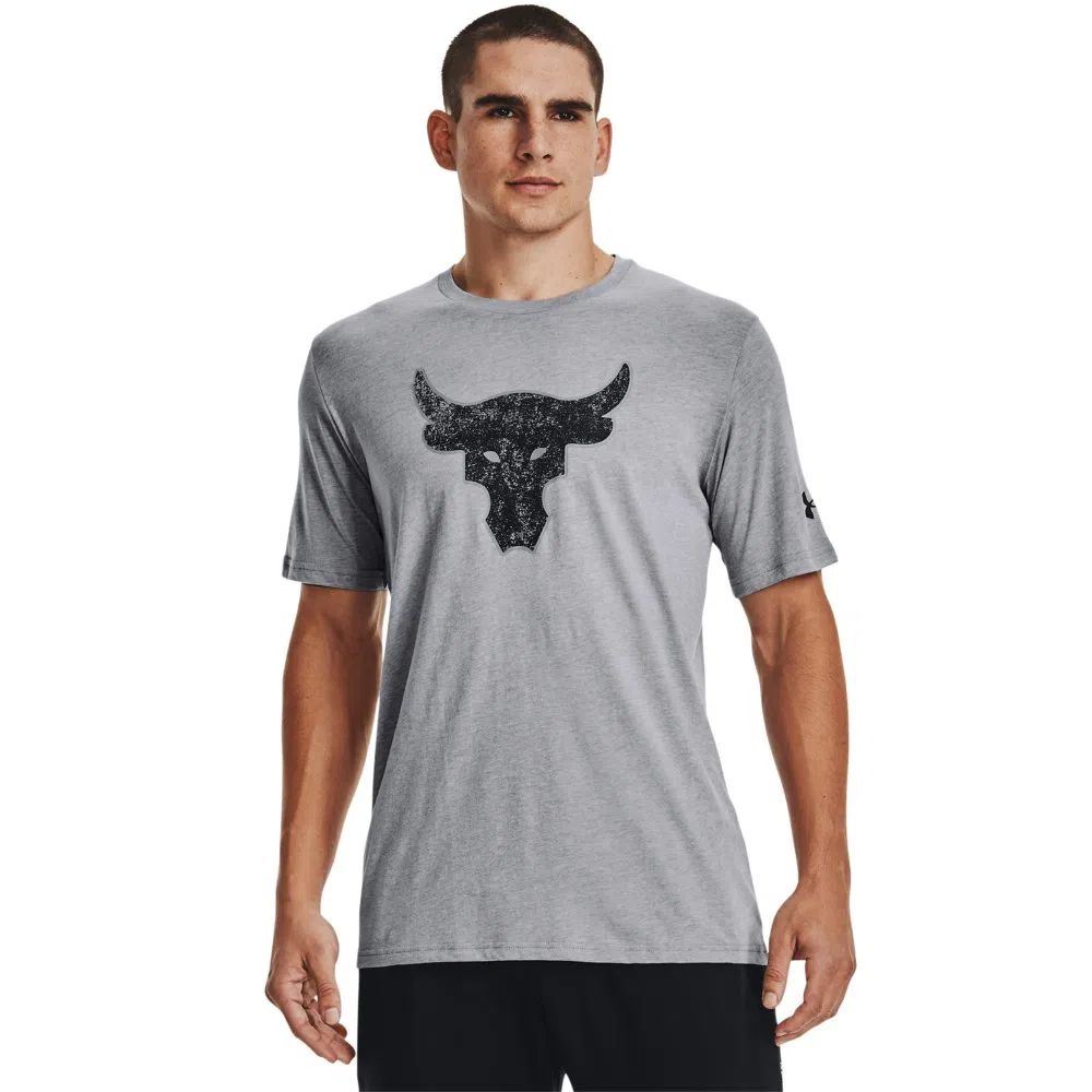 Camiseta Under Armour Project Rock Brahma Bull SS Cinza - Hit Tennis Sports  - Morumbi