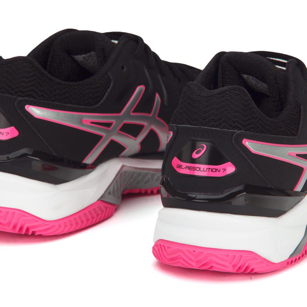 tenis asics feminino preto com rosa