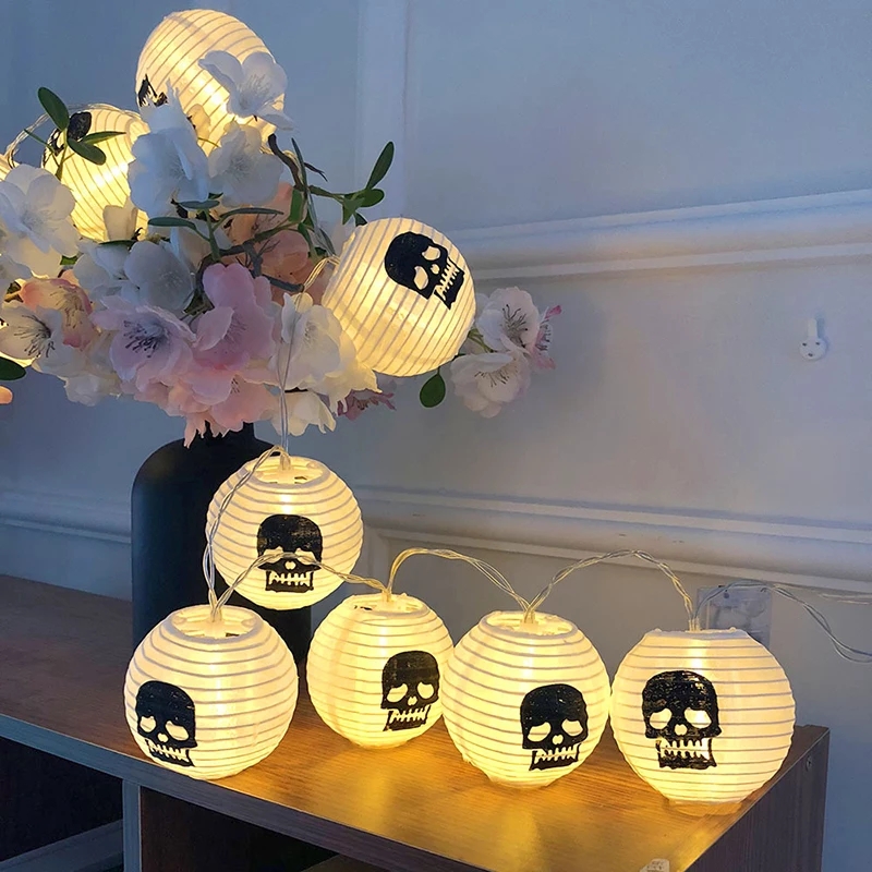 Cordão de Luz Balão Japonês Caveira/Halloween - Kaveirarts