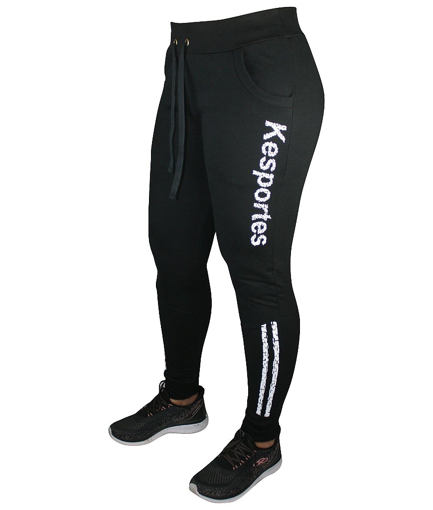 calça jogger cirrê preta