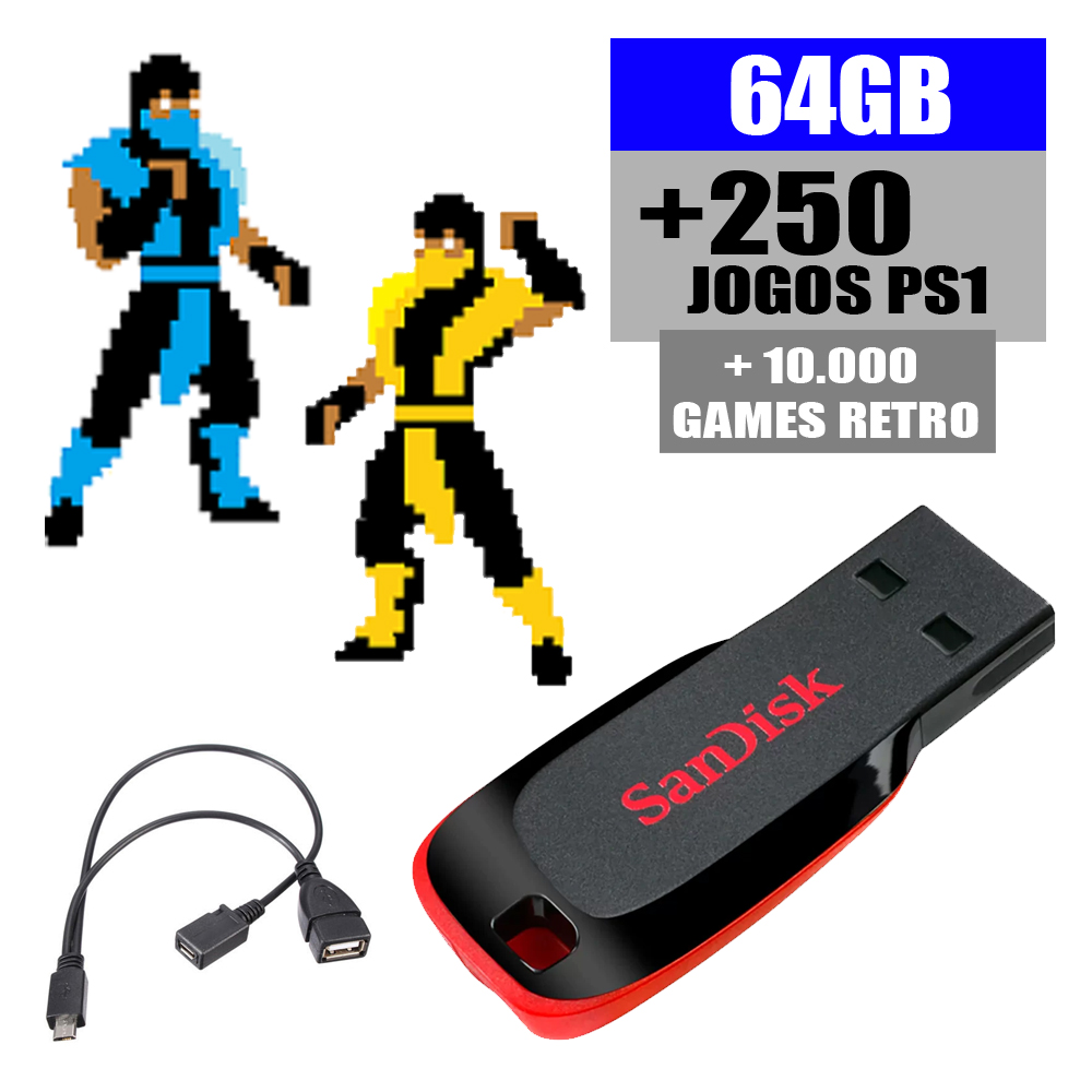Pendrive Jogos Playstation Classic 64GB Game com