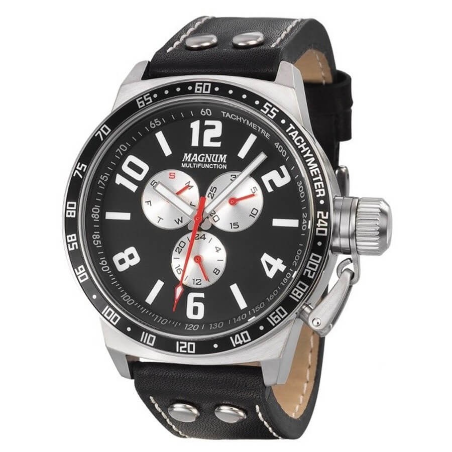 Relógio Magnum Sports Masculino Ma31524b Pulseira De Couro