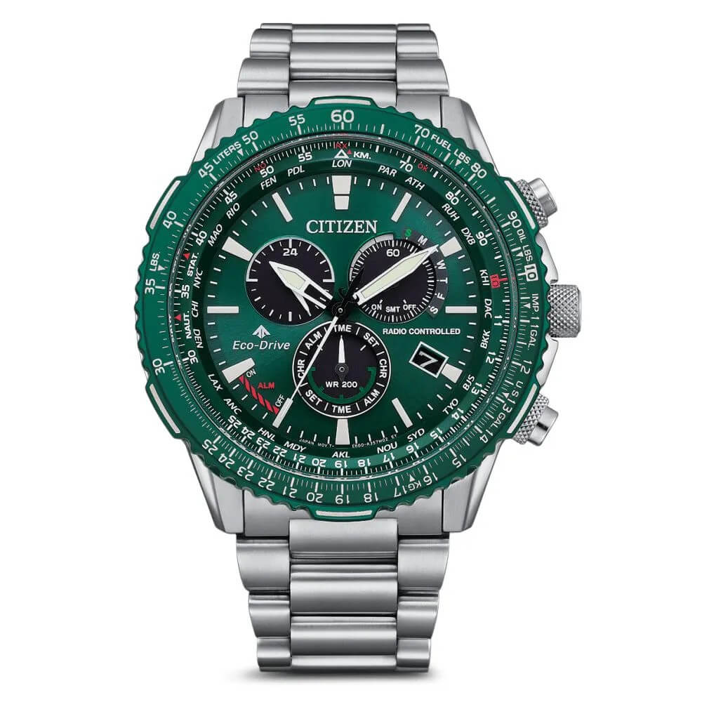 Relógio Citizen TZ31098G CB5004-59W Radio Controle PILOT CHRONO