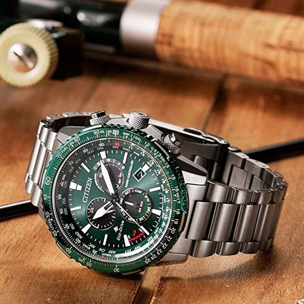 Relógio Citizen TZ31098G CB5004-59W Radio Controle PILOT CHRONO