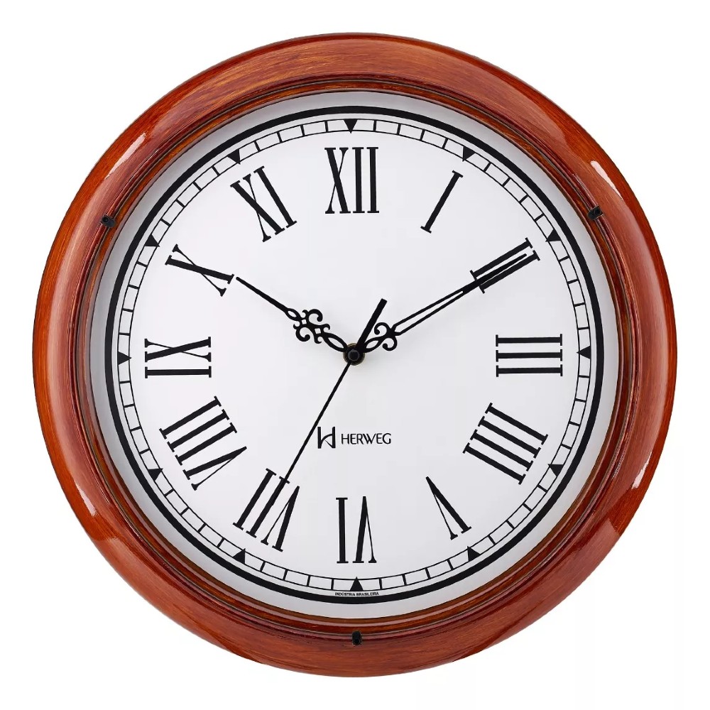 Relógio de Parede Herweg 660132 Quartz Redondo 40cm Marrom