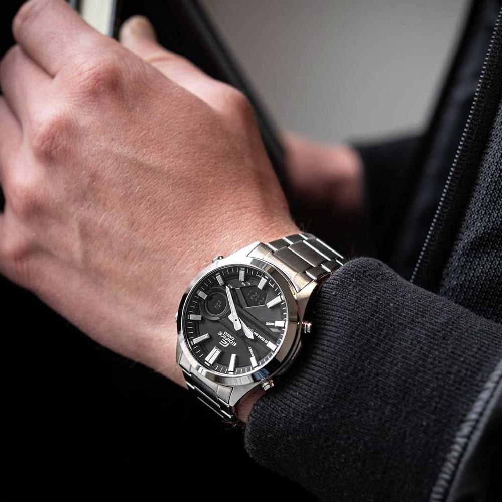 Casio Edifice EFV-C120D-1AEF - Orologio Uomo Cronografo Analogico-digitale, Acciaio Grigio E Quadrante Nero