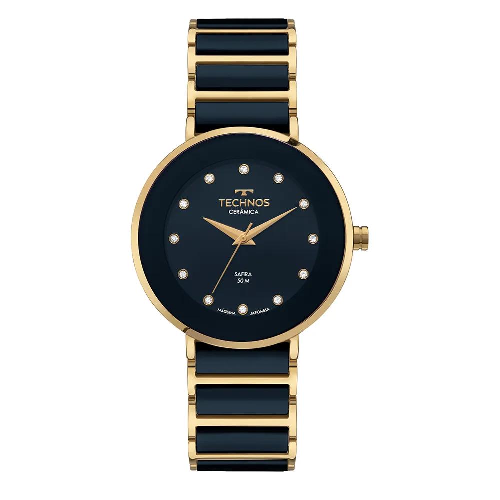 Relógio Technos Feminino Ceramic Azul Marinho Dourado - 2035LMM/1A