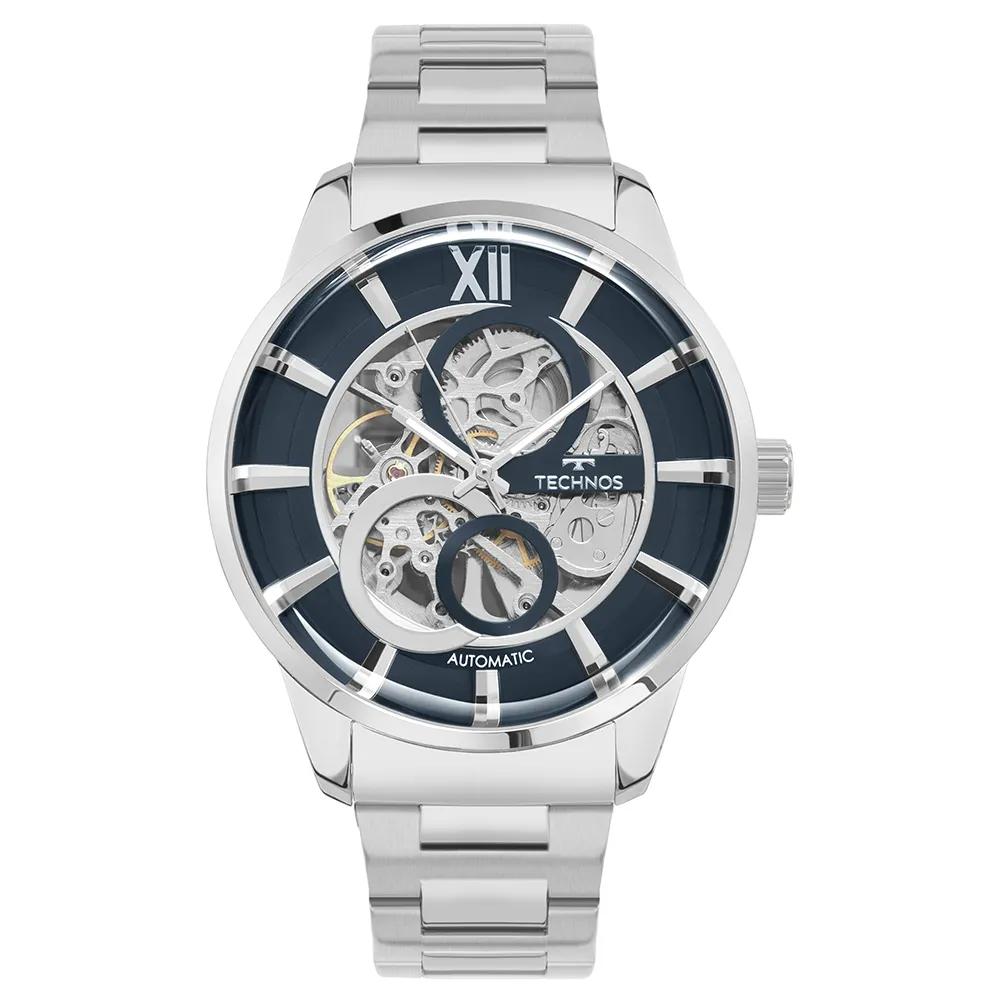 トマスアクィナス　神学大全　1 2 3 4 5 6 7 8 Relógio Technos Masculino Automático Prata - G3265AZ/1A 46mm