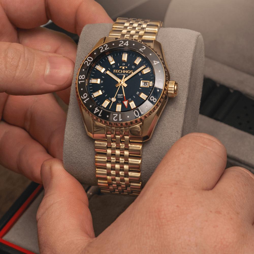 Relógio Technos Masculino Automatico Dourado - NH34AB/T1P