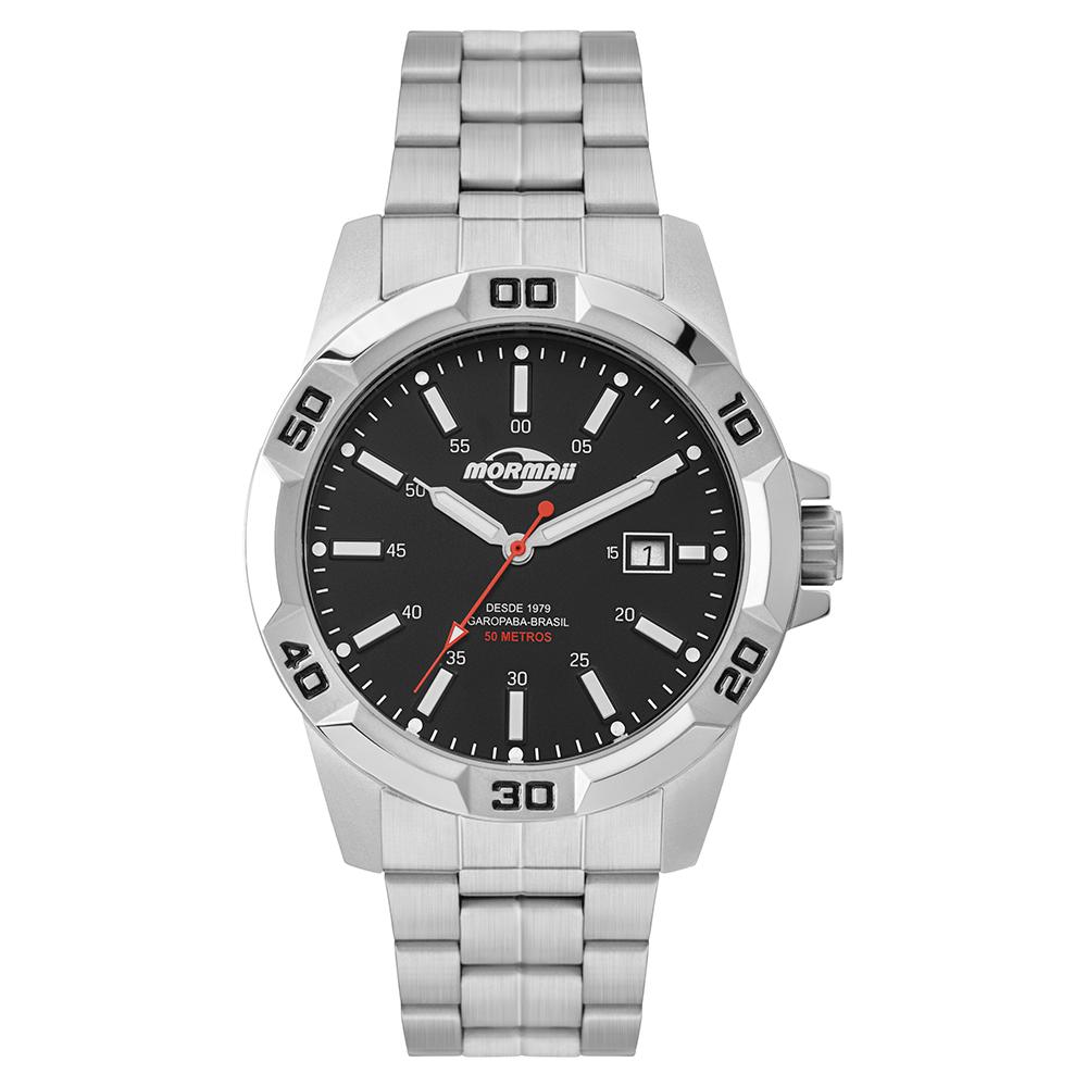まぁ Relógio Mormaii Masculino Steel Basic Prata - MO2317AG/1P