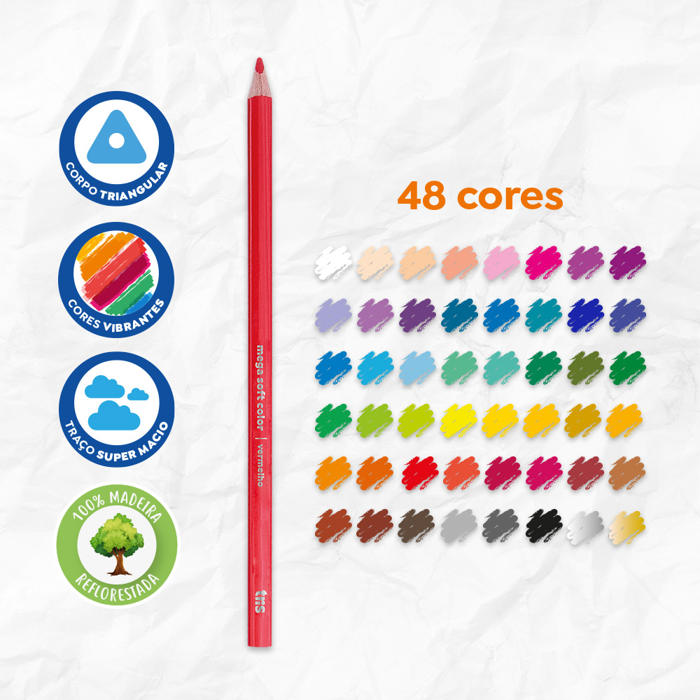 Lápis De Cor Tris Triangular Mega Soft Color 48 Cores Ref: 614960