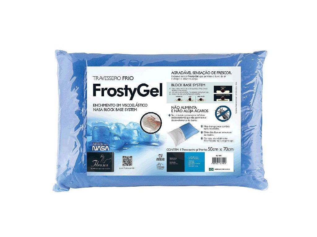 Travesseiro Nasa Alto Frostygel Viscoelástico Block Base System p/fronhas  50x70 Fibrasca - Comprar cama, mesa e banho pelo menor preço