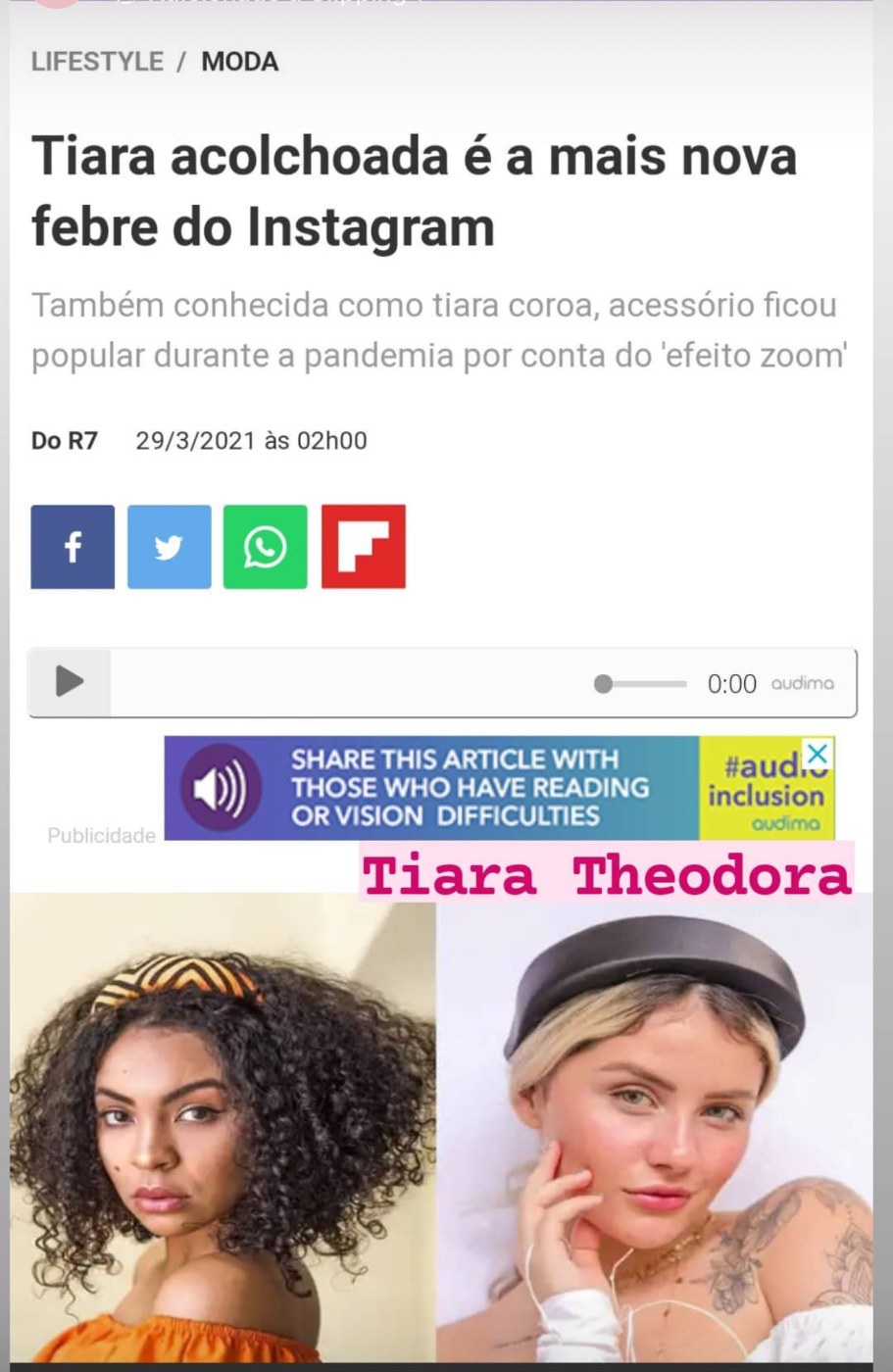Matéria do R7 sobre tiaras acolchoadas que cita a G. Offer