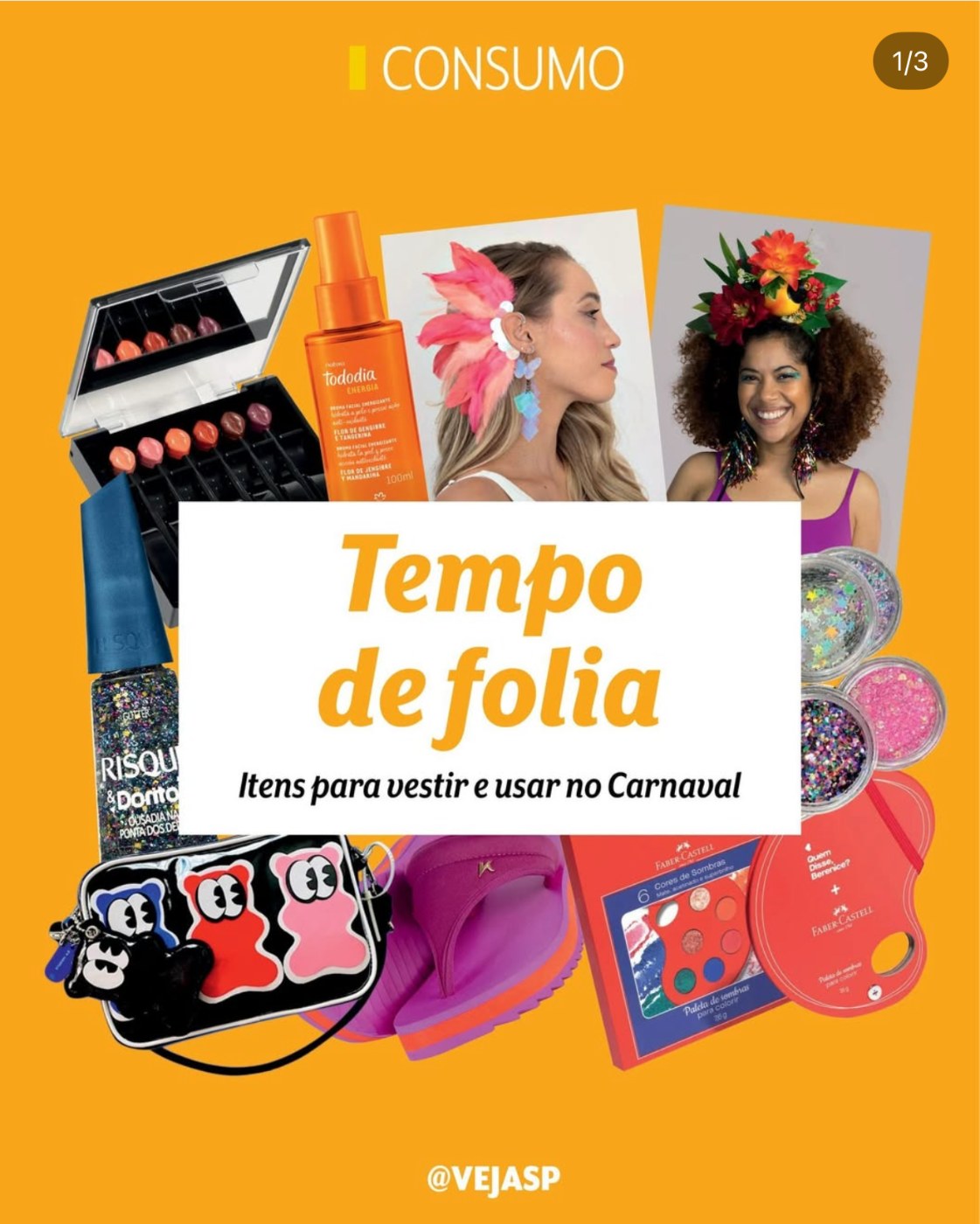 Ear cuff de penas da G. Offer na seleção Tempo de Folia da Veja São Paulo