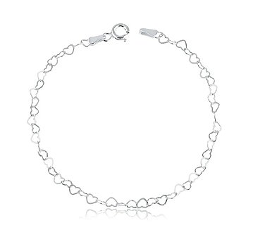 Pulseira elo corações prata 925