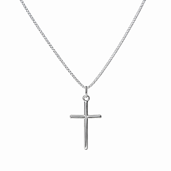 Colar Crucifixo Médio Liso Prata 925
