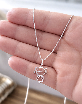 Colar com Pingente Menina Prata 925