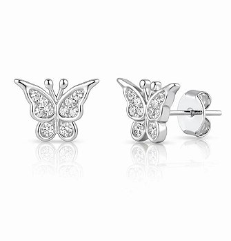 Brinco Borboleta Prata 925 com Microzirconias