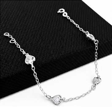 Pulseira Ponto Luz Coração Cristal 19cm