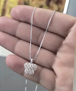Colar Prata 925 Pingente Borboleta Vazado