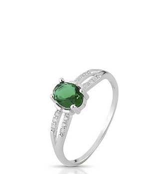 Anel Cravejado Pedra Verde Tamanho 17