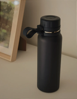 GARRAFA TERMICA DE ACO INOX EXPLORER PRETA 650ML - LYOR