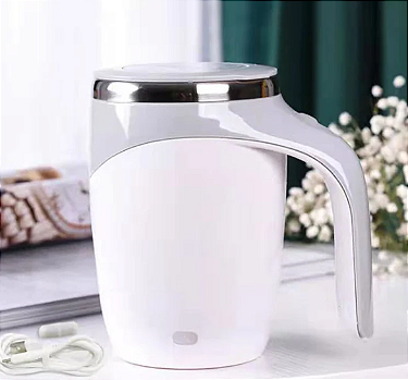 CANECA MIXER DE AÇO INOX COM TAMPA BRANCA - LYOR