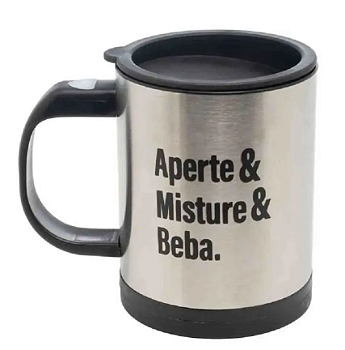 CANECA MIXER DE AÇO INOX COM TAMPA 380ml - LYOR