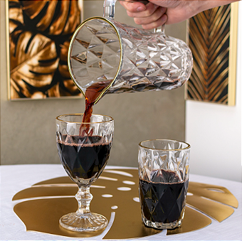 JARRA DE VIDRO COM FIO DE OURO DIAMOND 1L - LYOR
