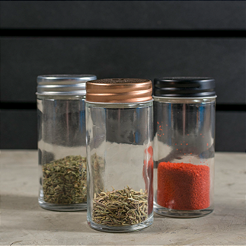 POTE PARA TEMPEROS DE VIDRO BOROSSILICATO COM TAMPA DE METAL 80ml - LYOR