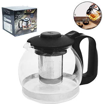 CHALEIRA DE VIDRO RESISTENTE AO CALOR COM INFUSOR DE AÇO INOX 1,2L - FLASHGOODS