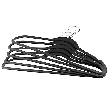 CONJUNTO 5 CABIDES DE PLASTICO AVELUDADO PRETO - LYOR