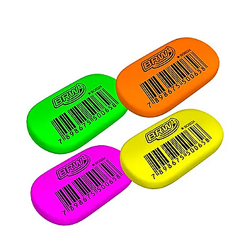 BORRACHA ESCOLAR OVAL NEON UNITÁRIA - BRW