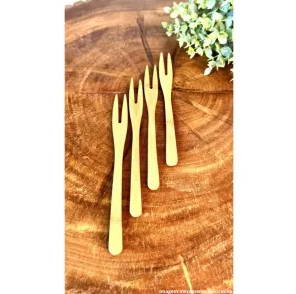 CONJUNTO 4 GARFOS PARA PETISCO DE BAMBU 18CM - LYOR