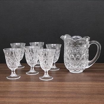 CONJUNTO 7 PEÇAS JARRA E TAÇAS DE CRISTAL LILE - LYOR