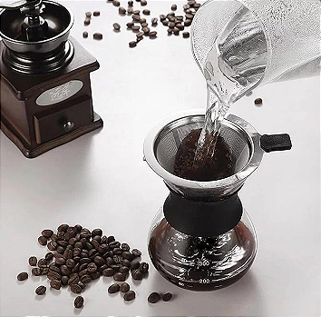 CAFETEIRA JARRA DE VIDRO DE 400ML COM COADOR DE AÇO INOX - CLINK