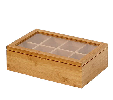 CAIXA MULTIUSO ORGANIZADORA DE BAMBU COM 8 DIVISÓRIAS 37X20X9CM - CLINK