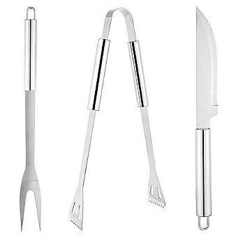 CONJUNTO CHURRASCO GOURMET 3 PEÇAS DE AÇO INOX - CLINK