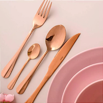 FAQUEIRO 24 PEÇAS DE AÇO INOX POSITANO ROSÊ GOLD - LYOR