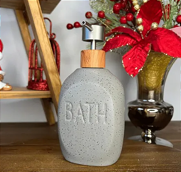 PORTA SABONETE LÍQUIDO DE CERÂMICA GRANILITE BATH CINZA 430ML - LYOR