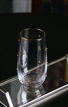 CONJUNTO 2 COPOS DE VIDRO BALLS FIO DE OURO 300ML - WOLFF