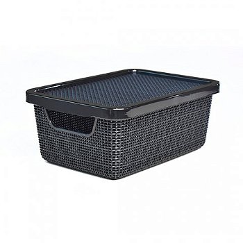 CAIXA ORGANIZADORA RATTAN PRETA COM TAMPA 2L - ARQPLAST