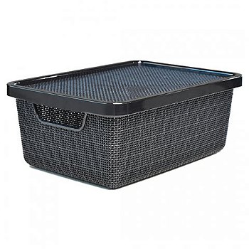 CAIXA ORGANIZADORA RATTAN PRETA COM TAMPA 6L - ARQPLAST